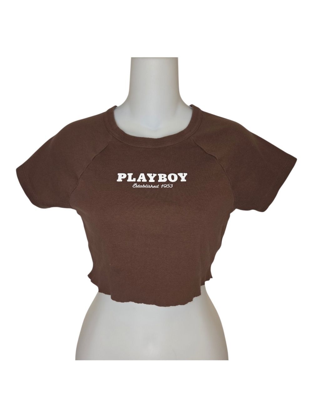 Playboy x PacSun Vintage Brown Cropped Baby Tee - Size Small - Y2K Style